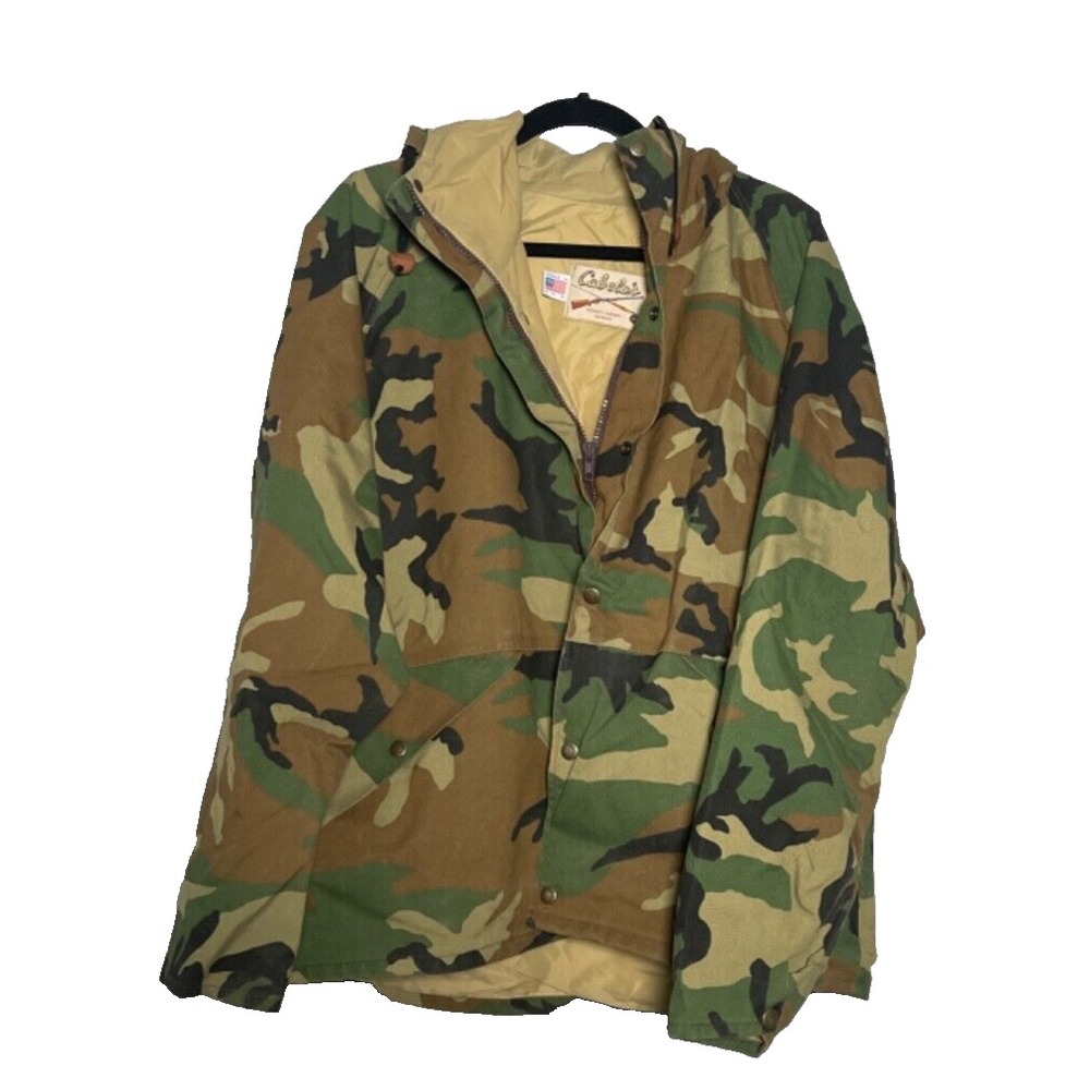 Vintage Cabela's Camo Jacket Mens Large Camouflage Gore-Tex Outdoor Made in USA